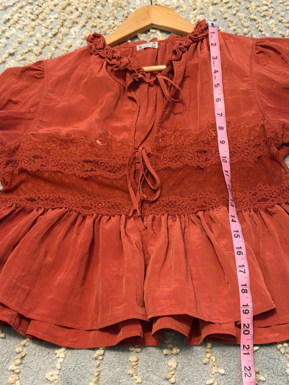 Free People Intimately Forever Young Bed Jacket Red XS Lace Sheer Romantic - Picture 11 of 14